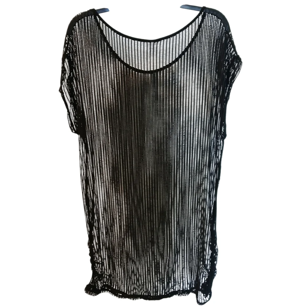 NEW Alexa And Stella Black Sheer Knit Mesh Cover Up Sixe 2X